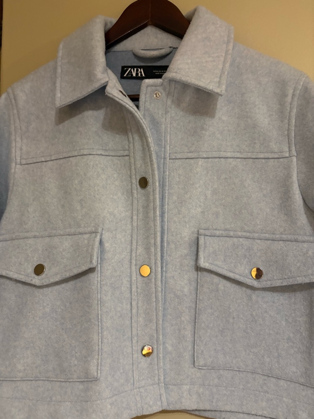 Zara Sky Blue Cropped Soft Jacket - Medium - Picture 3 of 6